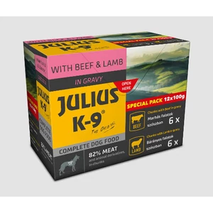 JULIUS K-9 Beef &amp; Lamb válogatás szószban kutyáknak 6X
