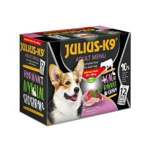 JULIUS K-9 Veal and Rabbit válogatás szószban kutyáknak 6x(6x100gr borjú + 6x100gr nyúl)