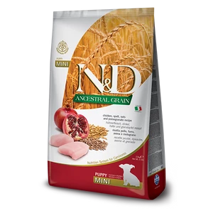 N&amp;D Ancestral Grain - csirke, tönköly, zab és gránátalma, puppy mini - 2.5kg