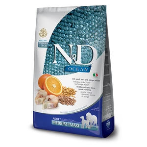 N&amp;D Dog Low Grain Ocean - tőkehal tönköly - Adult medium&amp;maxi - 2.5kg