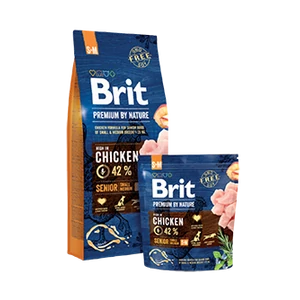 Teljes értékű szárazeledel Brit Premium by Nautre kis és közepes testtömegű idős kutyáknak - csirke - 3kg