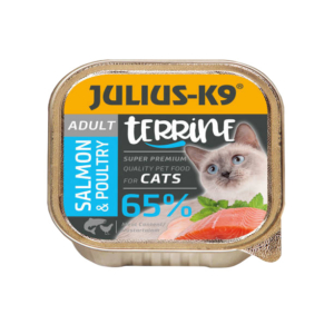 JULIUS-K9 Cat Terrine Adult Salmon and Poultry szuperprémium nedveseledel - lazac - 100g