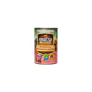 Happy&amp;Fit Natural Dog konzerv Marha, Pulyka, Áfonya - 6x400g
