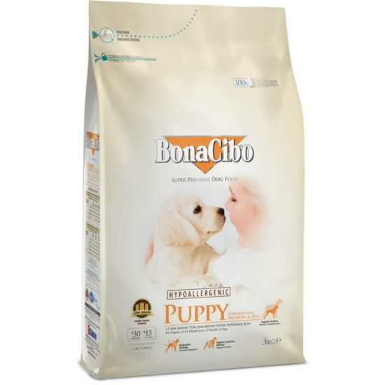 BonaCibo Puppy Chicken Anchovy Rice hipoallergén kutyatáp - 3kg