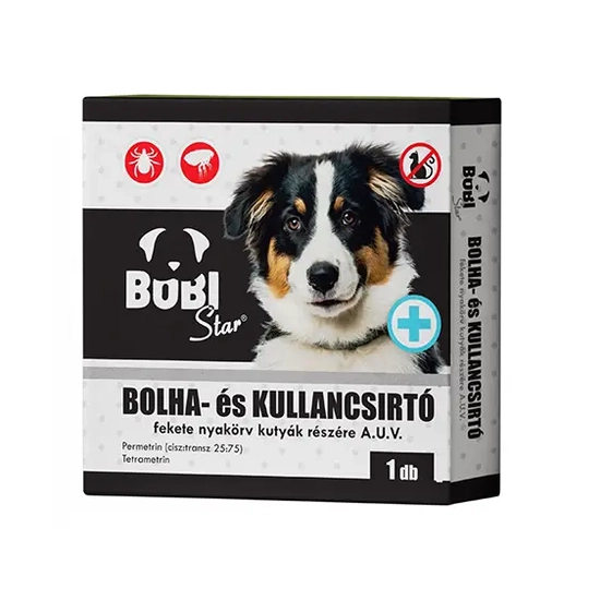 BOBI Star bolha- és kullancsirtó nyakörv kutyáknak - fekete