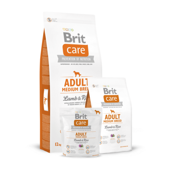 Brit Care Adult Medium Breed hipoallergén kutyatáp - bárány rizs - 12kg