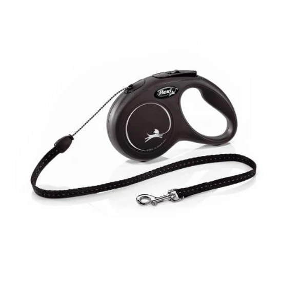 FLEXI New Classic Black zsinóros automata póráz fekete - S - 5m