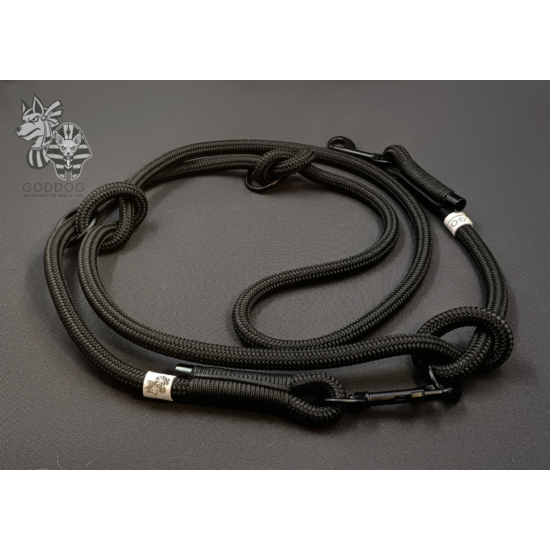 GODDOG NAKITH 110-200 cm fekete hosszabítható kötél póráz