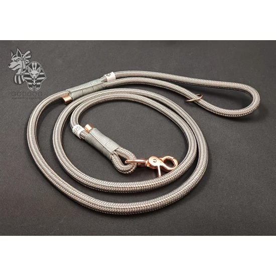 GODDOG MAFDET ezüst kötél póráz - rose gold kiegészítőkkel