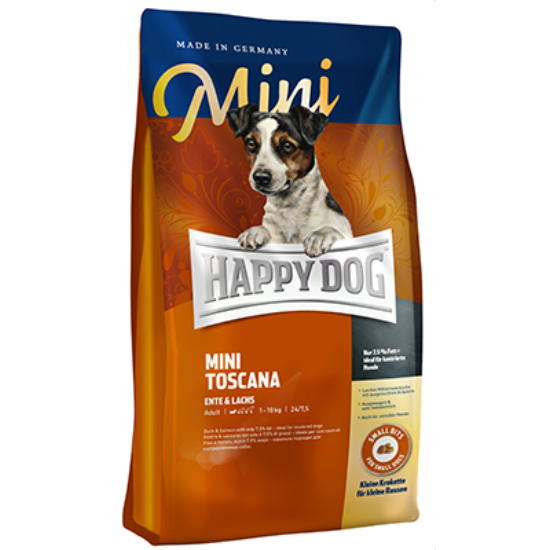 HAPPY DOG Supreme Mini, Mini Toscana, kacsa és lazac, kukoricával, rizzsel, Adult - 4kg