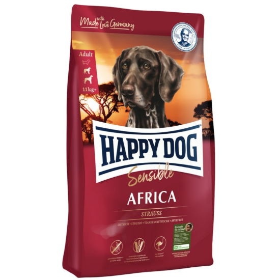 HAPPY DOG Supreme Sensible, Supreme Africa, afrikai strucchús gluténmentes burgonyával, Adul - 12.5kg