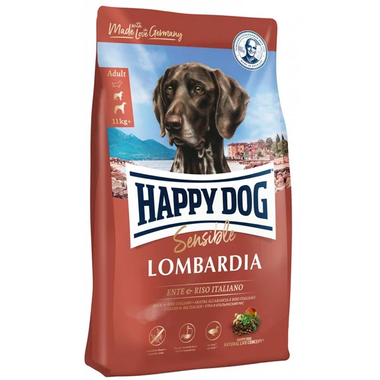 HAPPY DOG Supreme Sensible, Supreme Lombarda, kacsa, olasz rizzsel, mediterrán gyógynövényekkel és naranccsal, Adult - 4kg