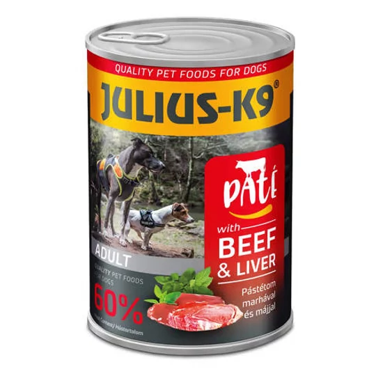 JULIUS-K9 Paté konzerv kutyáknak - marha, máj - 400g