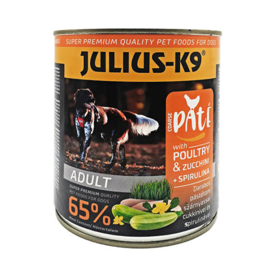 JULIUS-K9 Paté Pouétry, Zucchini and Spirulina konzerv kutyáknak - szárnyas - 800g