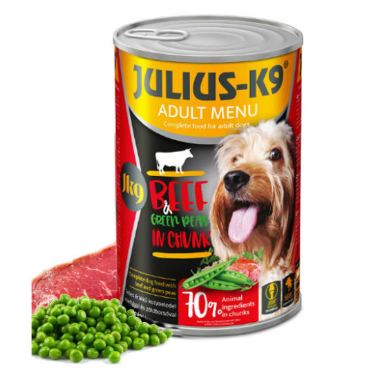 JULIUS-K9 Adult Menu Beef and Green Peas in Chunk, prémium nedveseledel - marha - 1240g