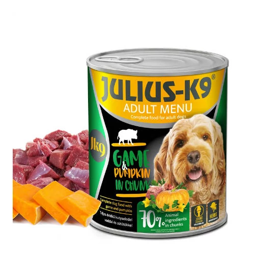 JULIUS-K9 Adult Menu Game and Pumpkin in Chunk, prémium nedveseledel - vad - 800g