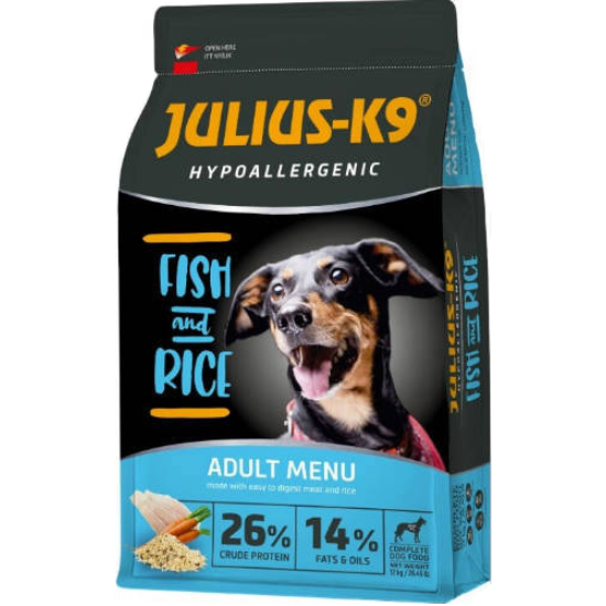 Julius K9 Fish and Rice Adult, hipoallergén kutyatáp felnőtt kutyáknak - hal, rizs - 12kg