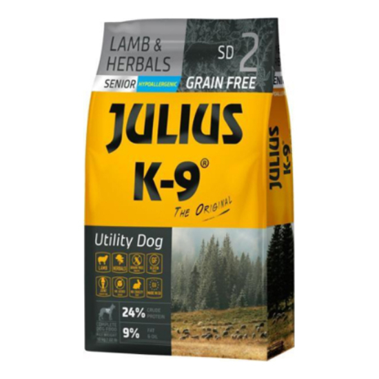 Julius K9 GrainFree Lamb and Herbals Senior kutyatáp - bárány, gyógynövény - 10kg
