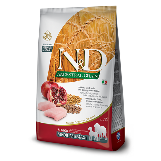 N&amp;D Ancestral Grain - bárány, tönköly, zab és áfonya, senior medium/maxi - 12kg