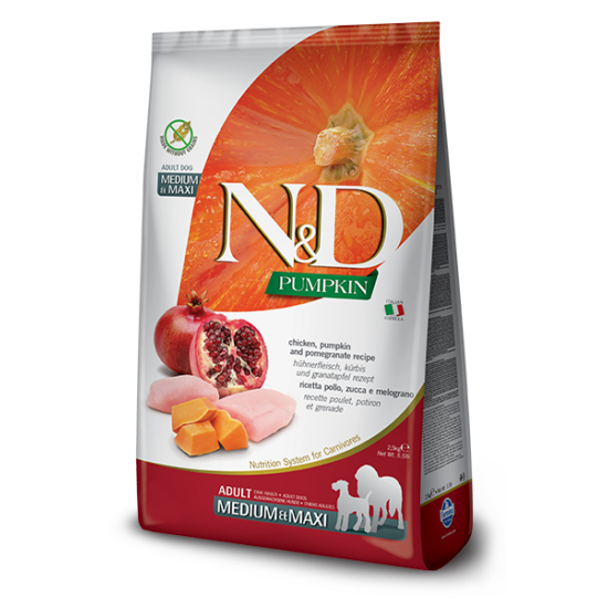 N&amp;D Dog Grain Free Pumpkin - csirke gránátalma - Adult medium/maxi - 2.5kg