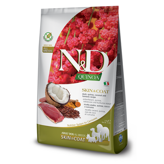 N&amp;D Dog Grain Free Quinoa Skin&amp;Coat - kacsa - Adult - 2.5kg