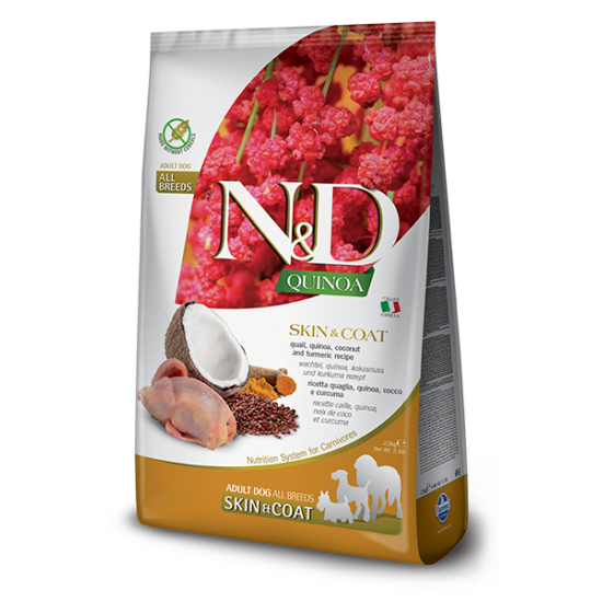 N&amp;D Dog Grain Free Quinoa Skin&amp;Coat - fürj - Adult - 2.5kg