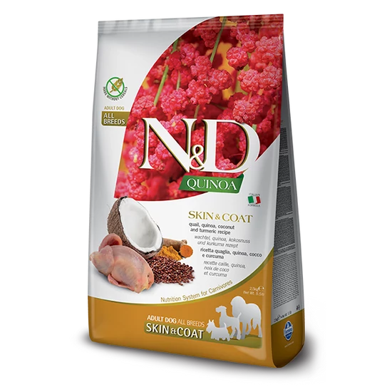 N&amp;D Dog Grain Free Quinoa Skin&amp;Coat - fürj - Adult - 7kg