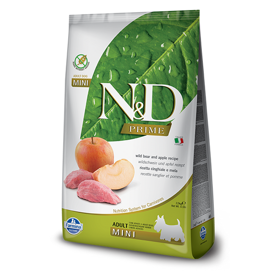 N&amp;D Dog Grain Free Prime - vaddisznó alma - Adult mini - 2.5kg