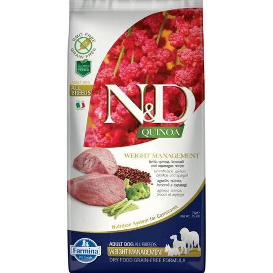 N&amp;D Dog Quinoa Weight Management Bárány, Adult - 7kg