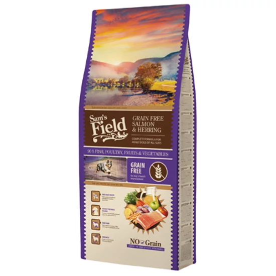 Sam's Field Adult, Grain Free Lazac, Hering - 13kg