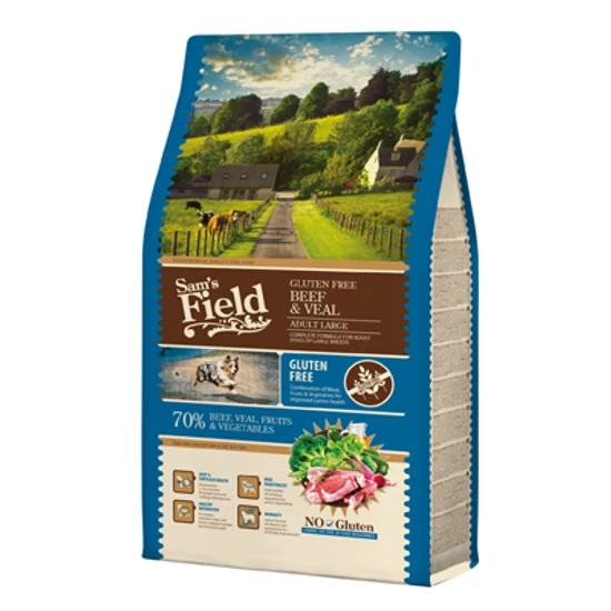 Sam's Field Adult Large, Gluten Free Marha, Borjú - 2.5kg