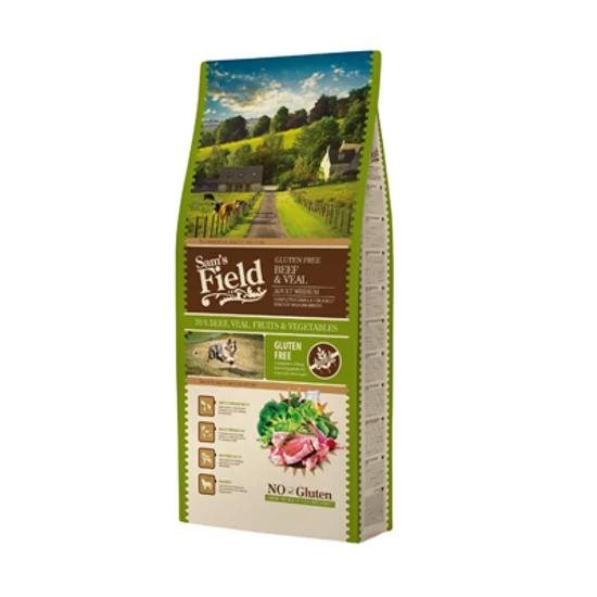 Sam's Field Adult Medium, Gluten Free Marha, Borjú - 13kg