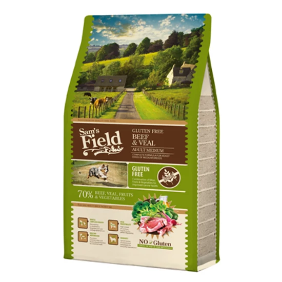 Sam's Field Adult Medium, Gluten Free Marha, Borjú - 2.5kg