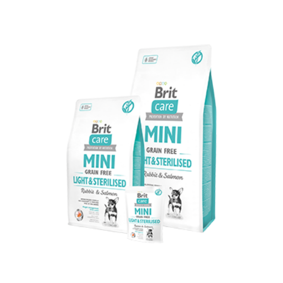 Brit Care Mini Light &amp; Sterilised nyúl és lazac - 2kg