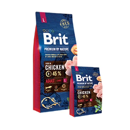 Teljes értékű Brit Premium nagytestű felnőtt kutyának csirke - 15kg