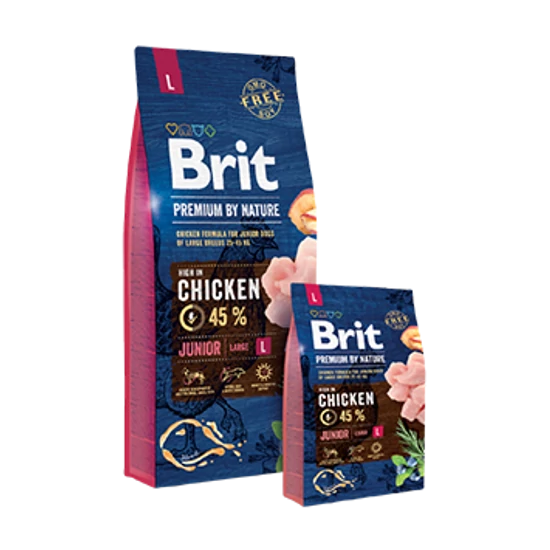 Teljes értékű Brit Premium nagytestű fiatal kutyának csirke - 15kg
