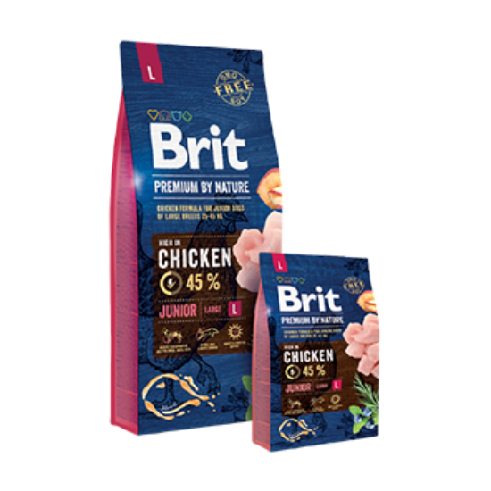 Teljes értékű Brit Premium nagytestű fiatal kutyának csirke - 15kg