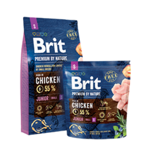 Teljes értékű szárazeledel Brit Premium by Nature kis testtömegű fiatal kutyáknak - csirke - 8kg