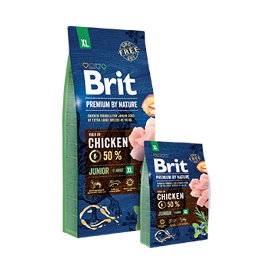 Teljes értékű BritPremium extra nagytestű fiatal kutyának csirke 15kg