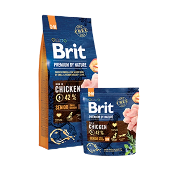 Teljes értékű szárazeledel Brit Premium by Nautre kis és közepes testtömegű idős kutyáknak - csirke - 15kg