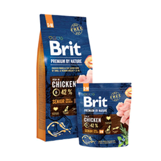 Teljes értékű szárazeledel Brit Premium by Nautre kis és közepes testtömegű idős kutyáknak - csirke - 15kg