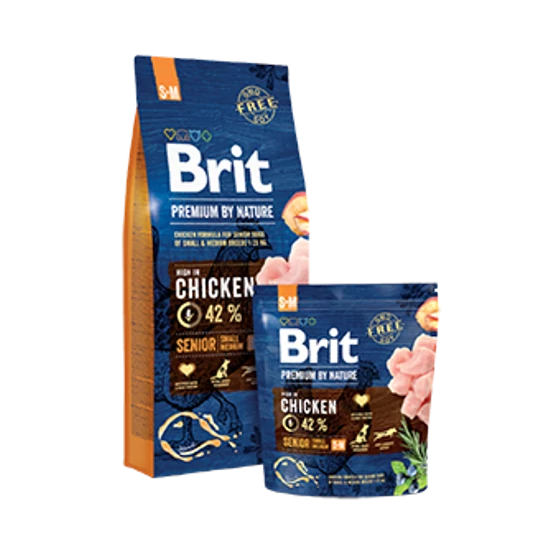 Teljes értékű szárazeledel Brit Premium by Nautre kis és közepes testtömegű idős kutyáknak - csirke - 3kg