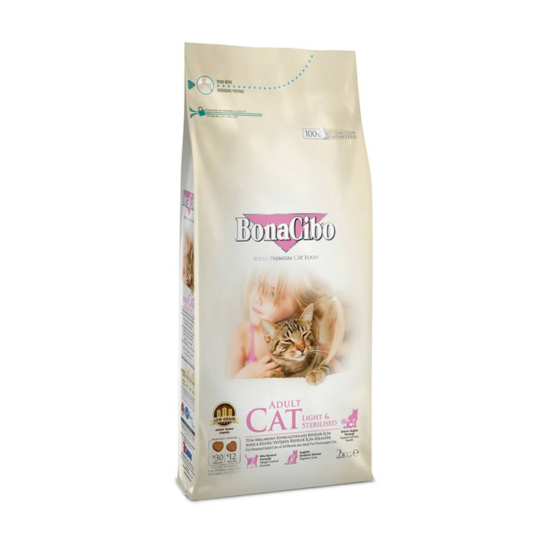 BonaCibo Cat Adult Light and Sterilised Chicken and Rice szuperprémium macskatáp - 2kg