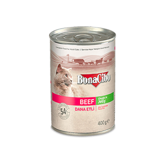 BonaCibo Cat Adult Beef Chunks in Jelly - marha - 400g