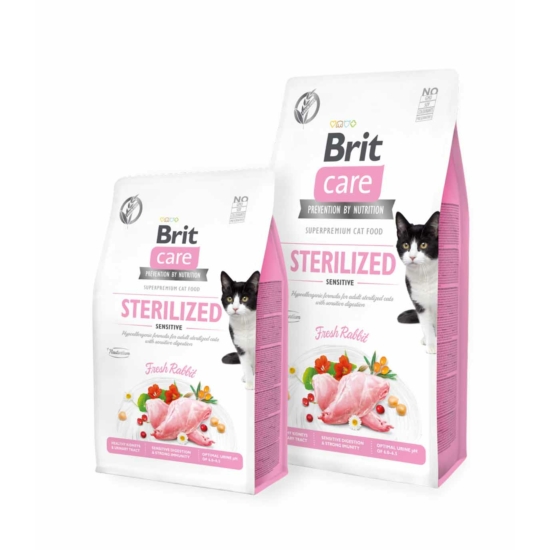 Brit Care Cat GrainFree Sterilised Sensitive Hipoallergén macskatáp nyúl - 2kg