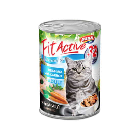 FitActive Cat Adult Meat Mix with Carrot felnőtt nedves macskatáp - 415g