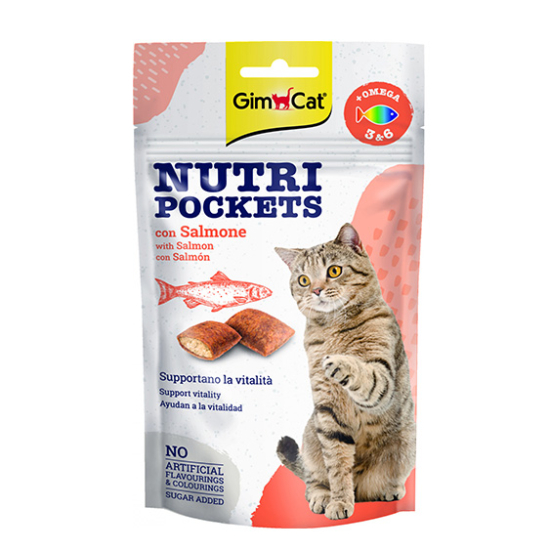 GimCat Snack Nutri Pocket Salmon jutalomfalat macskáknak - lazac - 60g