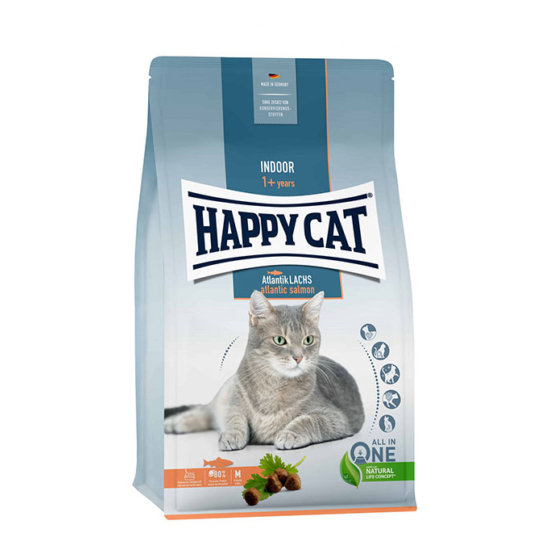 Happy Cat Indoor Atlantik Lachs felnőtt száraz macskatáp - lazac - 1.3kg