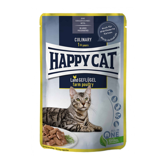 Happy Cat Pouch Culinary Land Geflügel felnőtt nedves macskatáp - 24x85g