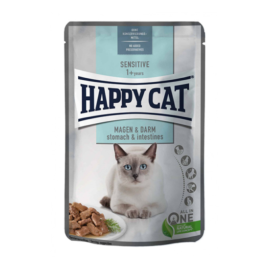 Happy Cat Pouch Sensitive Stomach and Intestinal felnőtt nedves macskatáp - 24x85g
